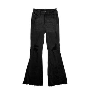 Judy Blue High Waist Tummy Control Destoyed Flare Leg Jeans Size 7 / 28 Black